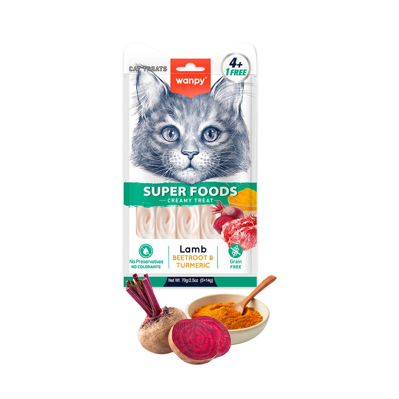 Wanpy Superfoods Creamy Lickable lam, rødbede og gurkemeje 70 g